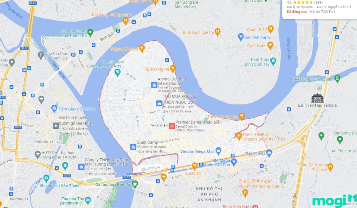 diện tích khu vực Thảo Điền