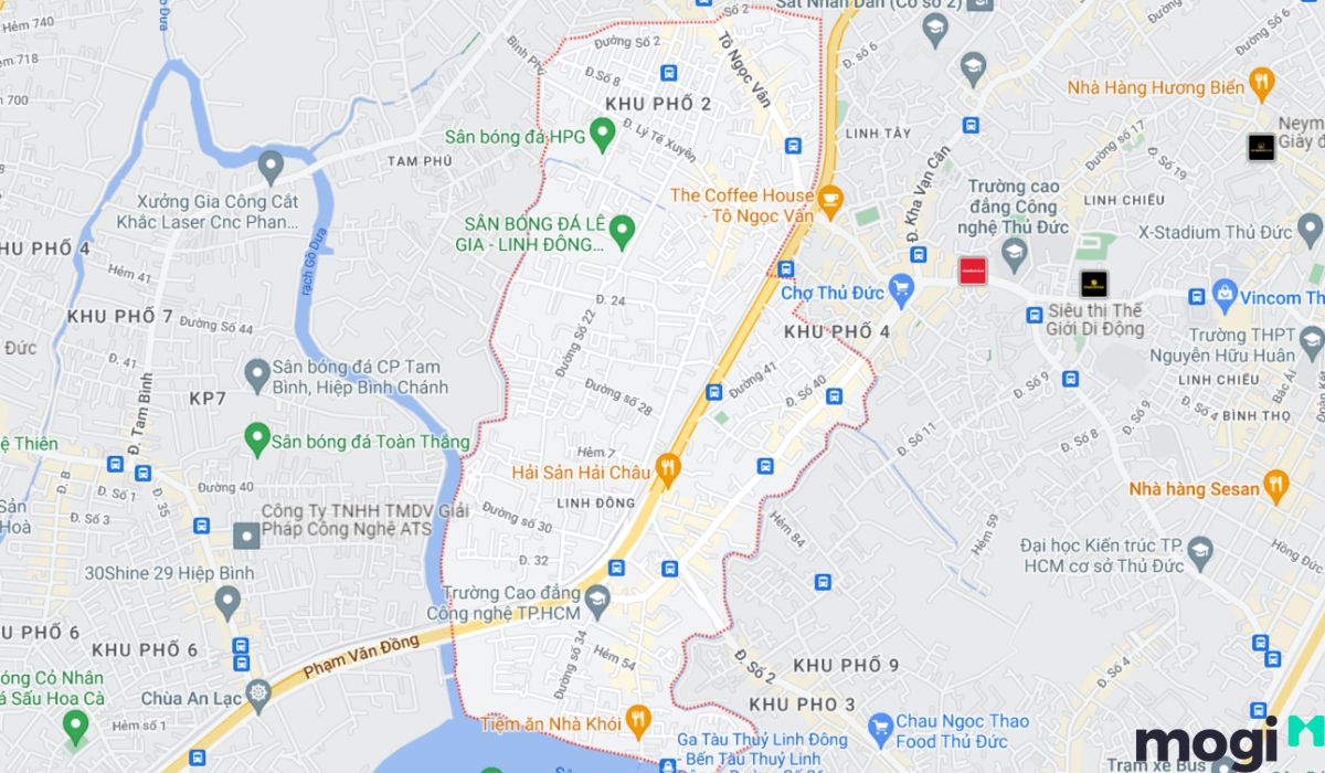 Khu vực thuê mặt bằng linh đông