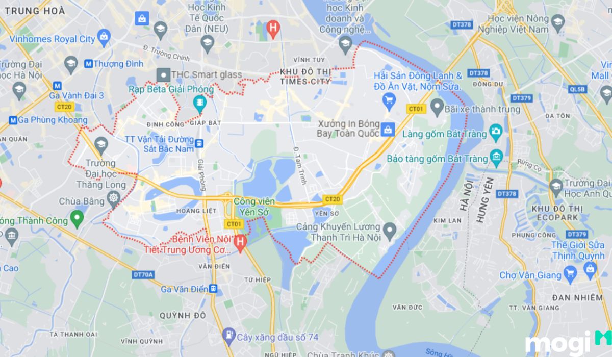 Vị trí địa lý quận Hoàng Mai