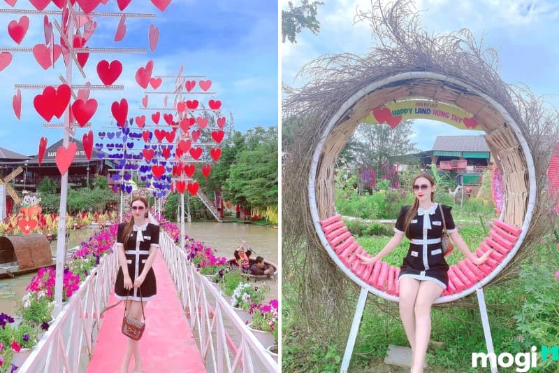 Khu du lịch Happy Land Hùng Thy được thiết kế theo mô hình sông nước miệt vườn thanh bình và tuyệt đẹp.