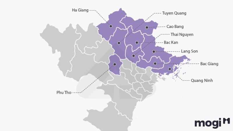 Danh sách các tỉnh Đông Bắc Bộ