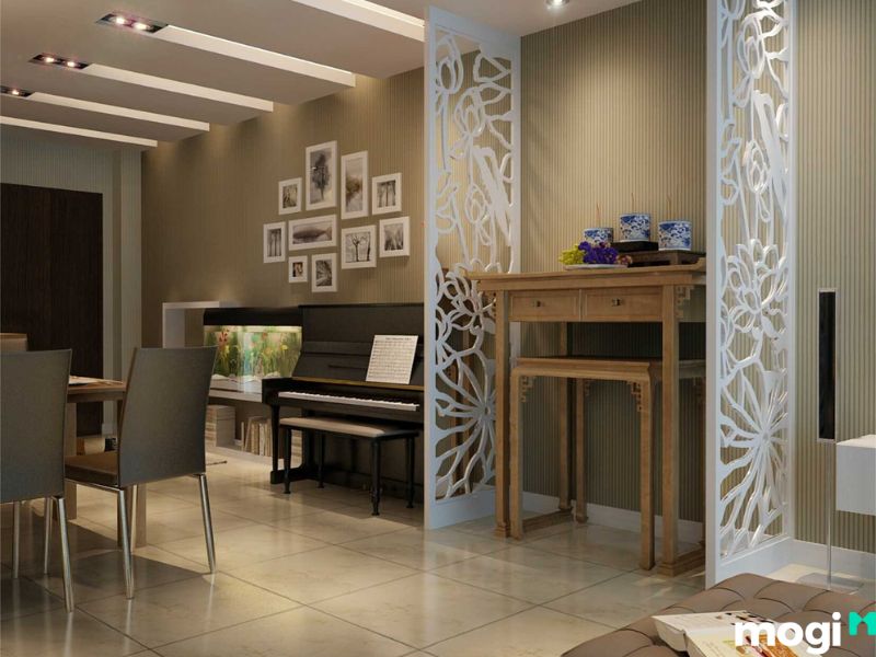 Mẫu thiết kế bàn thờ chung cư có vách ngăn