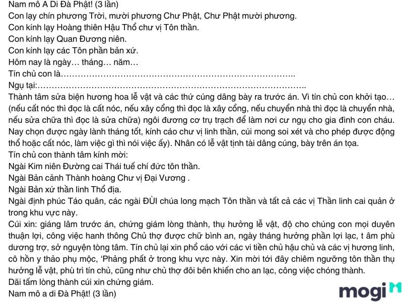 Văn khấn mượn tuổi làm nhà
