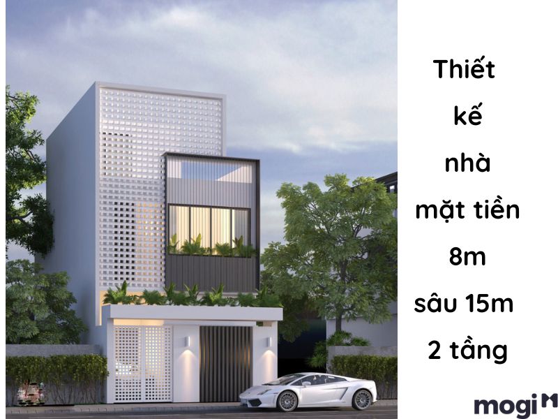Thiết kế nhà mặt tiền 8m sâu 15m 2 tầng