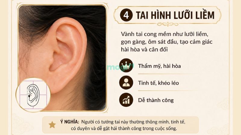 Xem tướng tai là gì? Cách xem tướng tai nam nữ chuẩn xác 9 Ý nghĩa tướng tai lưỡi liềm