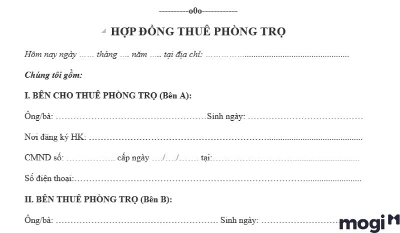 Hợp đồng thuê phòng trọ