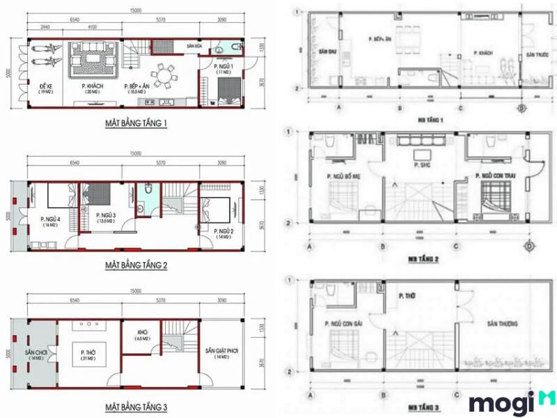 Mẫu nhà ống 3 tầng 50m2
