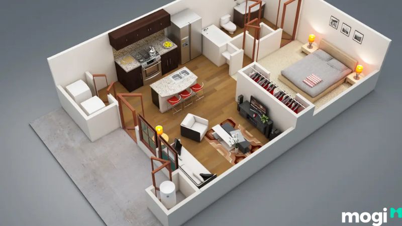 Mẫu thiết kế Trang Chủ MB66.COM / Đăng Ký Tặng 66K 2 phòng ngủ 50m2 hiện đại