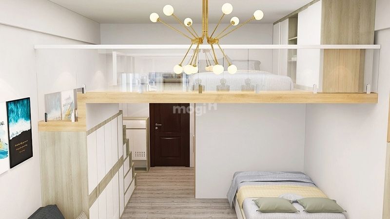 Mẫu nhà có thiết kế gác lửng đơn giản, thông thoáng và tiện nghi