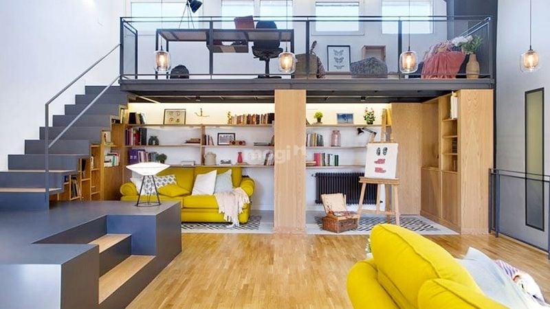 Mẫu nhà 30m2 có gác lửng được thiết kế hiện đại, tiện nghi