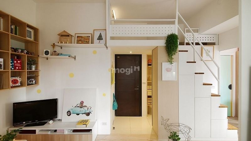Một mẫu thiết kế khác để bạn tham khảo khi muốn xây nhà 30m2 có gác lửng hiện đại