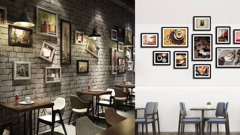 Treo tranh ảnh trên tường quán cafe