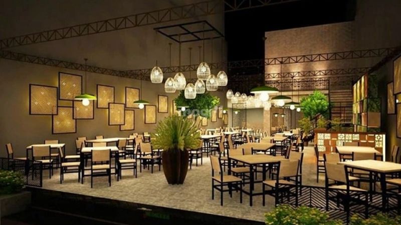 Trang trí trần quán cafe với đèn chùm tạo cảm giác ấm cúng 