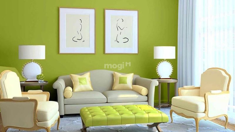 Mệnh Mộc sơn nhà màu gì? Phòng khách phối màu xanh lá cho người mệnh Mộc