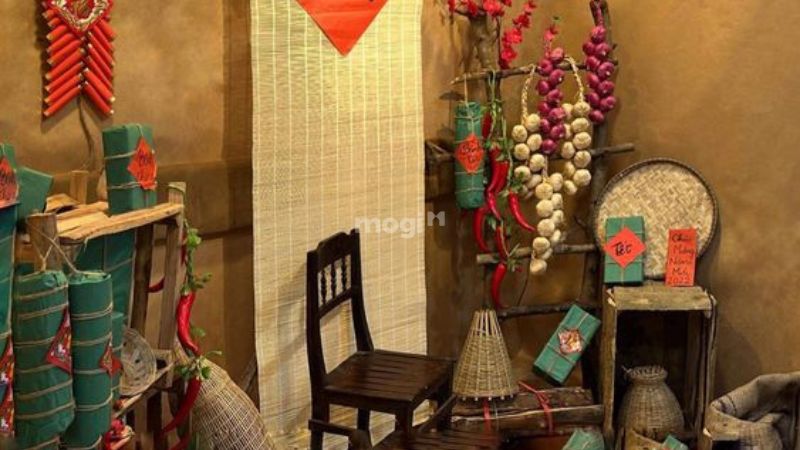 10 ý tưởng trang trí gian hàng Tết ấn tượng và bắt mắt 7 Gian hàng ngày Tết dùng mẹt tre trang trí độc đáo