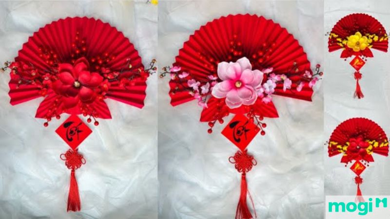 10 ý tưởng trang trí gian hàng Tết ấn tượng và bắt mắt 21 Trang trí quạt giấy ngày Tết siêu bắt mắt