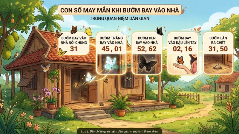 Con số may mắn khi bướm bay vào nhà