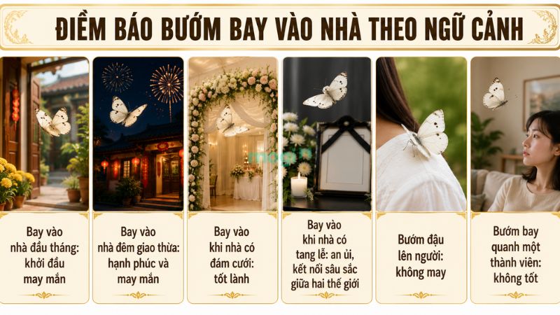 Một số điềm báo bướm trắng bay vào nhà theo ngữ cảnh