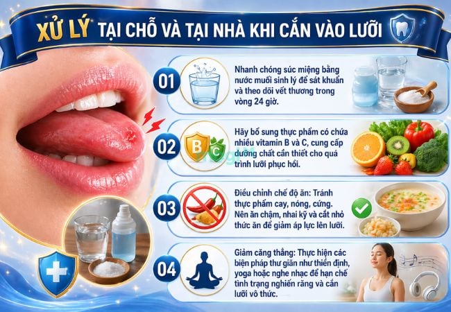 Các cách xử lý tại chỗ và tại nhà sau khi cắn vào lưỡi