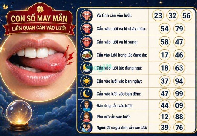 Con số may mắn liên quan cắn vào lưỡi