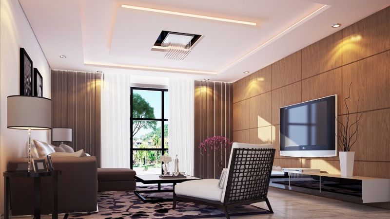 Thiết kế phòng khách với trần nhà cao mang lại cảm giác thoáng đãng