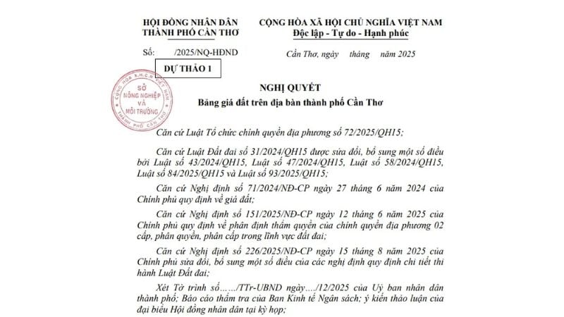 Công bố bảng giá đất Cần Thơ 2026