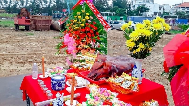 Ngày Tốt Động Thổ Tháng 1 Năm 2026: Chọn Ngày Đẹp Xây Nhà 4 Mâm lễ cúng động thổ (Nguồn: One Housing)