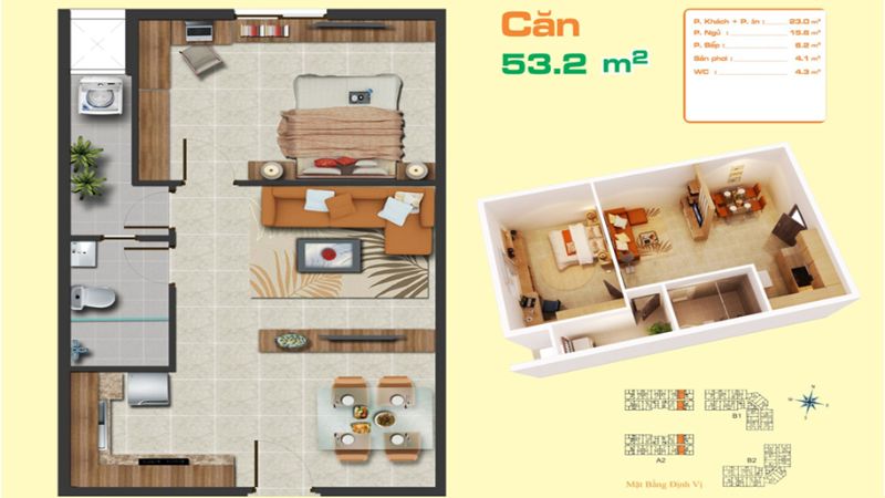 Bản thiết kế bố trí nội thất tại Trang Chủ MB66.COM / Đăng Ký Tặng 66K Tecco Green Nest, Quận 12 (Nguồn: Nhà tốt)