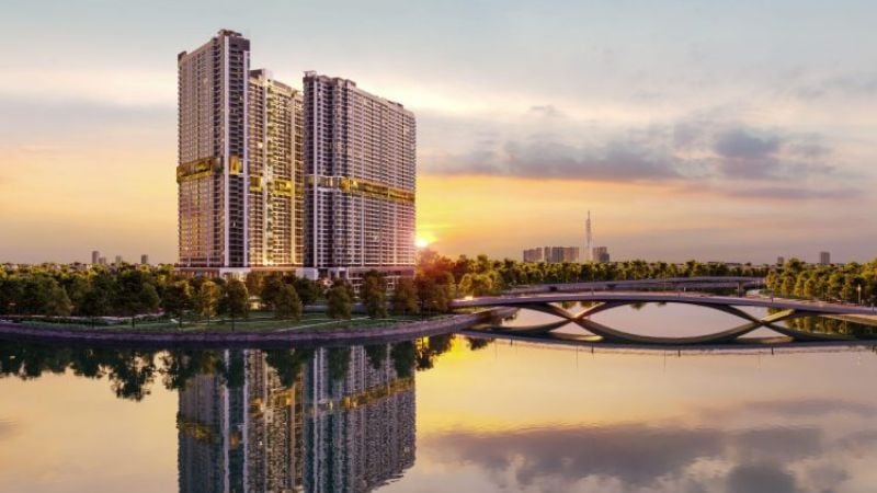 Khung cảnh hoàng hôn thơ mộng tại The Gió Riverside TP Thủ Đức