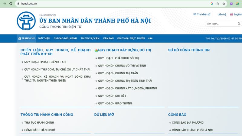 Tra cứu trên Cổng thông tin điện tử UBND TP Hà Nội