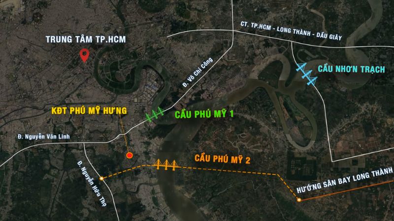 Cầu Phú Mỹ 2 bắc qua sông Nhà Bè – sông Đồng Nai.