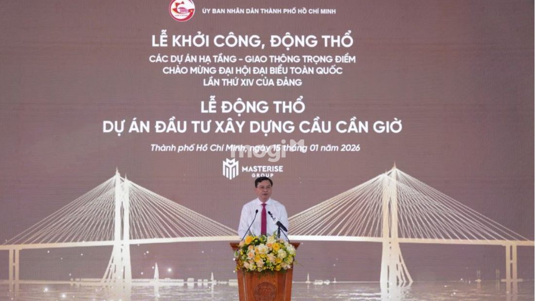 Buổi lễ khởi công, động thổ cầu Cần Giờ diễn ra vào 15/01/2026