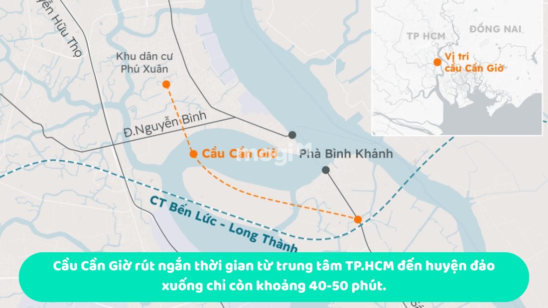 Cầu Cần Giờ rút ngắn thời gian từ trung tâm TP.HCM đến huyện đảo xuống chỉ còn khoảng 40-50 phút.