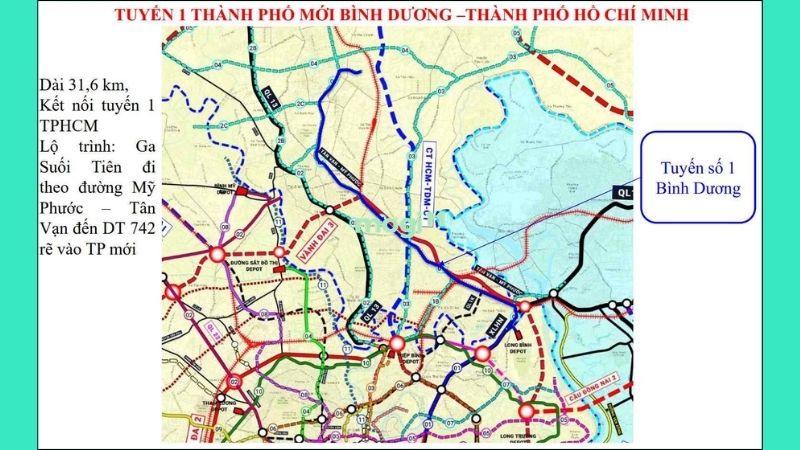 Dự kiến khởi công 5 tuyến metro tại TPHCM năm 2026 và thông tin chi tiết 5 Tuyến đường sắt đô thị số 1 (TP mới Bình Dương - Suối Tiên)