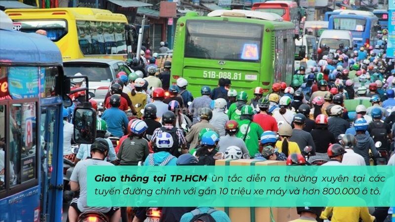 Dự kiến khởi công 5 tuyến metro tại TPHCM năm 2026 và thông tin chi tiết 1 Giao thông tại TP.HCM ùn tắc thường xuyên tại các tuyến đường chính