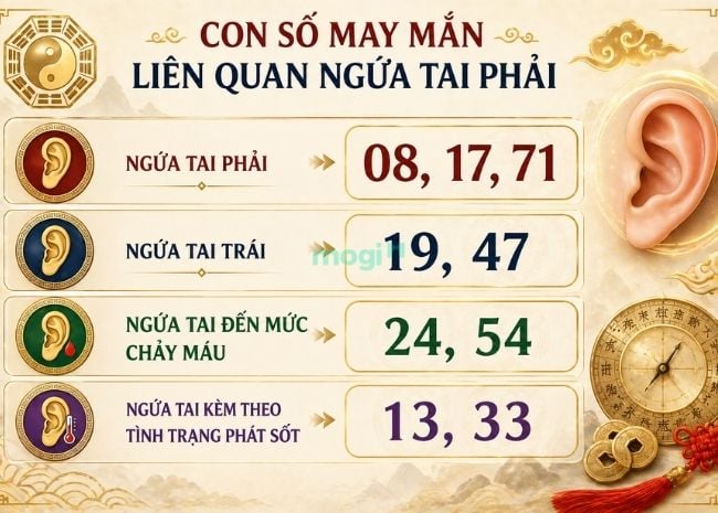 Con số may mắn liên quan các trường hợp ngứa tai