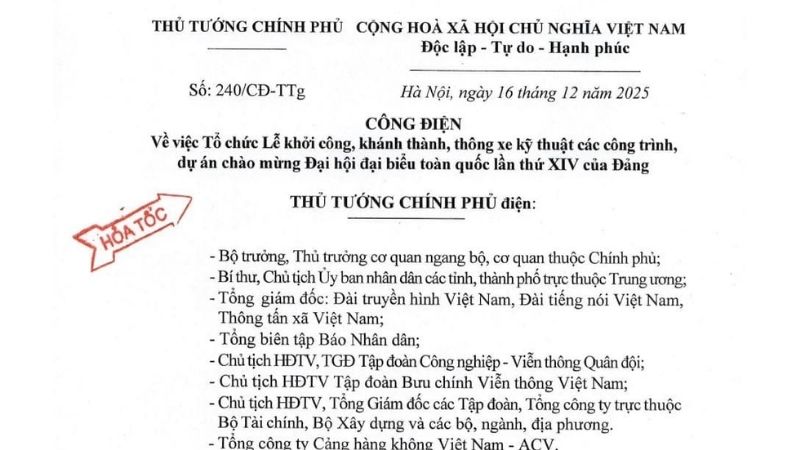 Công điện 240 của thủ tướng chính phủ