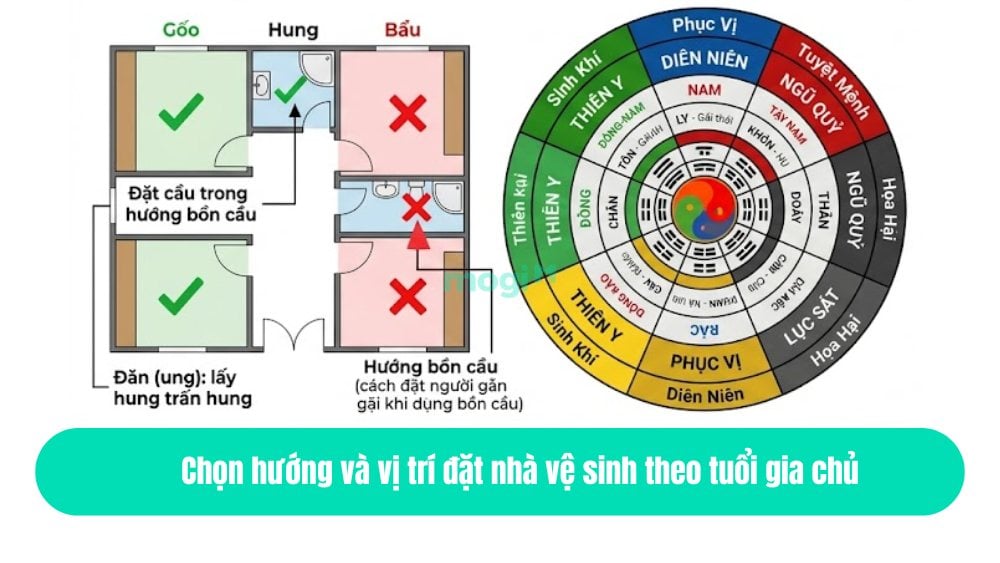 Chọn hướng và vị trí đặt nhà vệ sinh theo tuổi gia chủ