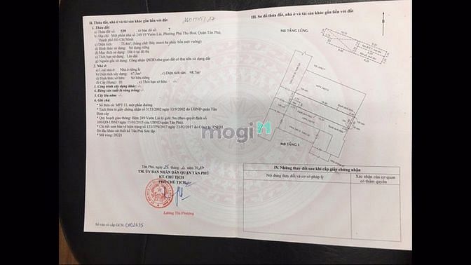 Hình ảnh Bán lô đất 4x20m hẻm thông 6m 249/19 đường Vườn Lài Q.Tân Phú