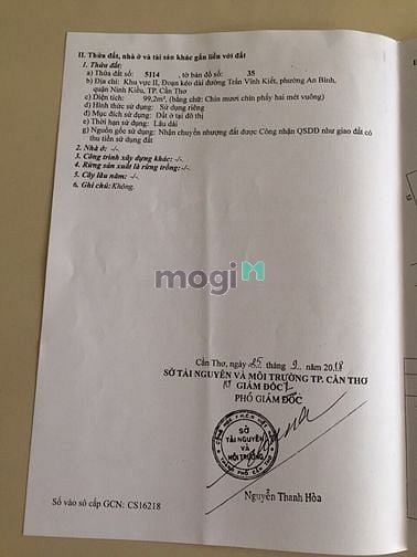 Hình ảnh Bán nền mặt tiền trần vĩnh kiết, an bình, ninh kiều (5x19.85). 4,5 tỷ