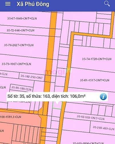 Hình ảnh Bán gấp 106m2 đất thổ cư 2 mặt tiền trung tâm xã Phú Đông