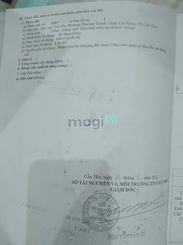 Hình ảnh Bán 250m2 đất thổ cư 100% mặt tiền đg Huỳnh Thị Nở, Thường Thạnh. CT