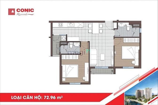 Hình ảnh Mb6623 nạp rút nhanh chóng Conic Riverside, DT 73m2 2PN 2WC căn góc view đẹp, giá 2.1 tỷ