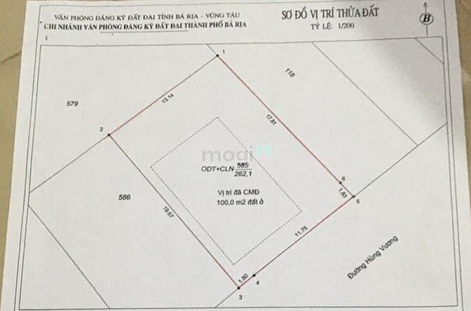 Hình ảnh Đất MT rộng 13.2m Hùng Vương Thành phố Bà Rịa