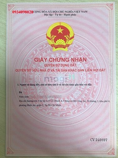 Hình ảnh Bán chung cư Bộ công an quận 2, căn 3pn, sổ hồng, giá 4.8tỷ