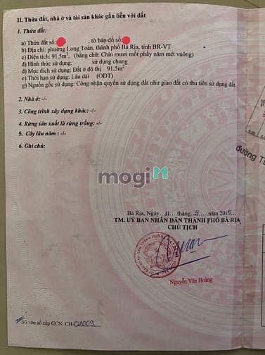 Hình ảnh Bán đất Mạc Chính Chung 91.5m2 Long Toàn Bà Rịa