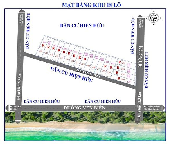 Hình ảnh Tìm chủ cho 3 lô đất DT 500m2, TC 100m2,SHR cách biển 2,5km. 4,7tr/2