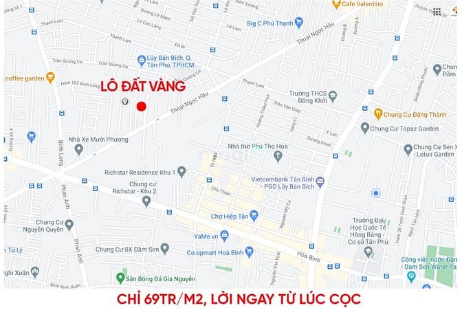 Hình ảnh [Chỉ 69tr/m2] Lô đất vàng vuông vức 111m2 7 tỷ 7 tại trung tâm Tân Phú
