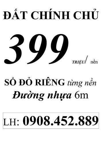 Hình ảnh Bán đất chính chủ, chỉ 399 triệu/ nền