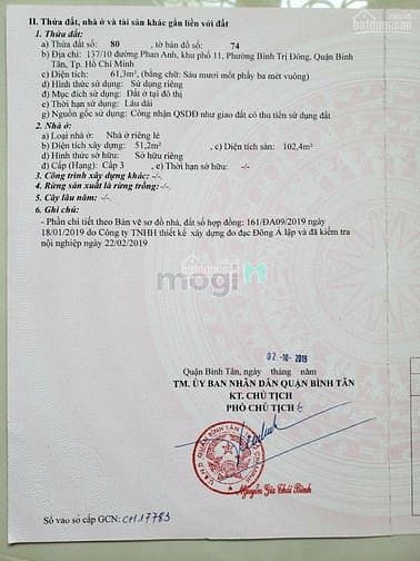Hình ảnh Chính chủ bán nhà 137/10 Phan Anh, BTĐ. Hẻm 10m. DT 5x17m, 5,1 tỷ